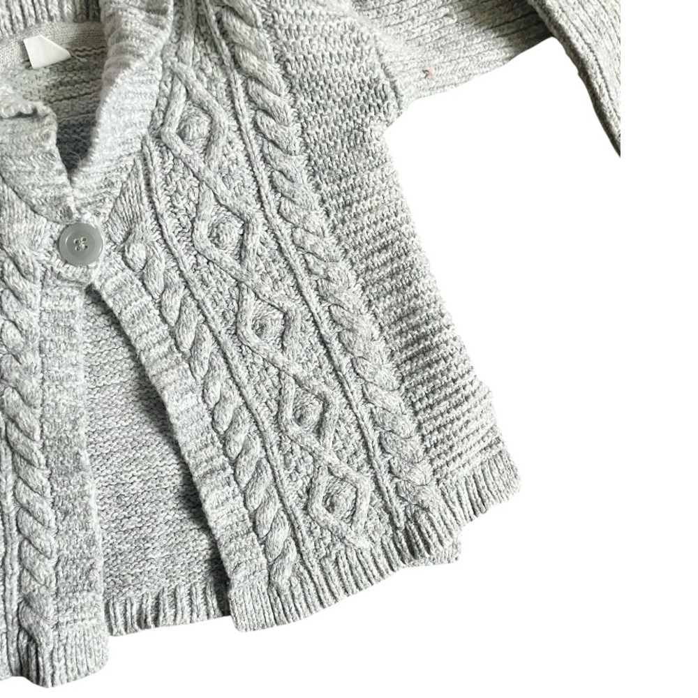 Gap Kids unisex gray Cardigan size 5 Holiday chunky Cotton Wool Knit classic - Picture 2 of 6
